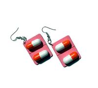 SALAN Nueva Cápsula De Madera Linda Pendientes De Gota Graciosos Encantadores Píldoras Medicina Cuelga Pendientes para Mujeres Niña Joyería De Moda