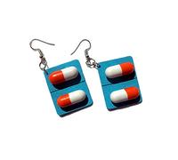 SALAN Nueva Cápsula De Madera Linda Pendientes De Gota Graciosos Encantadores Píldoras Medicina Cuelga Pendientes para Mujeres Niña Joyería De Moda