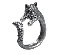 SALAN Nuevo Anillo De Gato Bonito Hecho A Mano con Apertura Vintage, Anillo De Animal Retro Ajustable, Joyería De Regalo para Niña