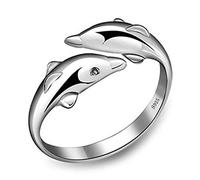 SALAN Nuevo Encanto De Cristal Brillante AAA Cz Lindo Anillo De Delfín Moda 925 Anillos Chapados En Plata Esterlina para Mujeres Joyería De Fiesta Chica Mejor Regalo