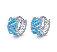 SALAN Nuevo Vintage Turquesa Elegante Pendiente Real 925 Pendientes De Aro con Encanto De Plata Esterlina para Mujer Joyería De Boda