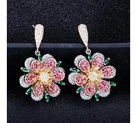 SALAN Pendiente De Gota Largo De Cristal Verde Esmeralda Y Rojo Rosa De Plata Esterlina 925 con Gran Colgante Geométrico para Mujer