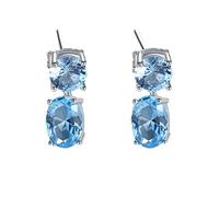 SALAN Pendientes Colgantes De Topacio Azul De Lujo para Mujer, Compromiso De Boda, Joyería Fina, Plata