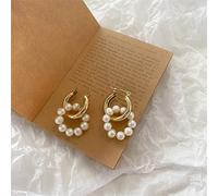 SALAN Pendientes De Aro De Color Dorado con Perlas Barrocas para Mujer, Aros Redondos De Círculo Grueso, Cuentas De Perlas, Anillos De Oreja, Joyería