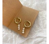 SALAN Pendientes De Aro De Color Dorado con Perlas Barrocas para Mujer, Aros Redondos De Círculo Grueso, Cuentas De Perlas, Anillos De Oreja, Joyería