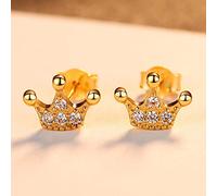 SALAN Pendientes De Botón De Corona De Princesa Bonitos De Plata De Ley 925 para Mujer, Pendientes Brillantes, Joyería, Accesorios para Fiestas, Regalos