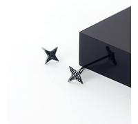 SALAN Pendientes De Botón De Dardos Vintage De Plata De Ley 925 para Mujer, Pendientes De Estrella De Circonita Negra, Joyería Fina De Moda