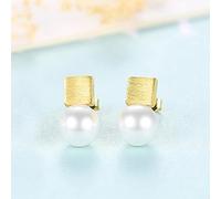 SALAN Pendientes De Botón De Plata De Ley 925 para Mujer, Joyería Fina, Color Dorado Perla