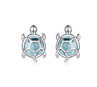 SALAN Pendientes De Botón De Tortuga Azul Océano para Mujer, Cristal De Plata De Ley 925 Y Tachuelas De Circonita Cúbica, Joyería, Regalos De Cumpleaños para Niña