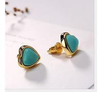 SALAN Pendientes De Botón En Forma De Corazón Hechos A Mano De Turquesa Natural De Plata De Ley 925 para Mujer Joyería De Amor Fina Étnica