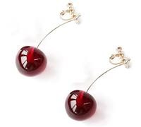 SALAN Pendientes de Cereza de Resina Transparente para Mujer, niña, aleación de Color Dorado, Transparente, Verde, Rosa, púrpura, Rojo, Pendientes de Clip de Cereza, joyería de Fiesta