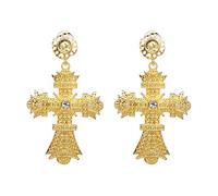 SALAN Pendientes De Gota Barrocos para Mujeres Accesorios De Ropa Declaración Vintage Big Gold Metal Cruz Pendientes Joyería