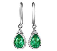 SALAN Pendientes De Gota De Turmalina Verde De Lujo Pendientes De Piedras Preciosas De Esmeralda De Plata De Ley 925 para Mujer Regalos De Joyería