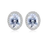 SALAN Pendientes De Plata De Ley 925 Auténtica para Mujer, Pendientes Grandes De Circonita Ovalada, Pendientes De Boda De Lujo, Regalo De Marca, Joyería Fina