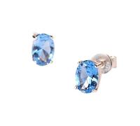 SALAN Pendientes De Topacio 1,8 Quilates Ovalado Azul Cielo Piedra De Nacimiento De Topacio 925 Pendientes De Plata De Ley para Mujer Joyería De Piedras Preciosas