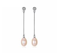 SALAN Pendientes Largos Natural De Agua Dulce Blanco Rosa Púrpura Perla 925 Pendiente De Plata De Ley para Mujer Joyería Fina
