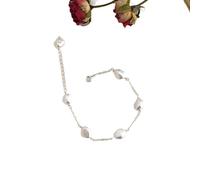 SALAN Pulsera De Perlas De Agua Dulce Barroca Natural 925 Cadena De Plata Esterlina Joyería Hecha a Mano para Mujeres, 18 cm