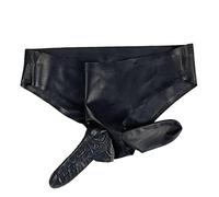 SALANSEX Bragas de látex de goma para hombre, pantalones cortos sexys negros con dos fundas (condón) ajustados para body de fiesta, club, ropa interior (M)