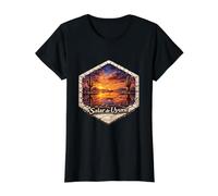 Salar de Uyuni: Salar de Bolivia Flamenco y Cactus Camiseta gráfica económica, Mujer, Negro, L