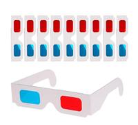 salbsever 10 pares de gafas 3D para películas, gafas 3D, lentes rojas y cian, marco blanco, gafas de anaglifo de cartón para películas, plegadas en funda protectora