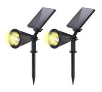SALCAR 2 lámparas solares sin cables para exterior con estaca, luces solares exteriores con batería de 1800 mAh, luz blanca cálida