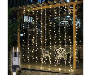 Salcar 2 x 2 m cortina luces exteriores, 160 LEDs guirnalda luminosa con 8 modos y temporizador, impermeable IP44, decoración de ventana de Navidad, para interior, exterior, balcón, fiesta, boda