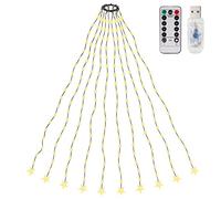 SALCAR 2m x 10 Cadena de Luces para Árbol de Navidad, Impermeable LED Luz Cadena Ligera Navidad, 200 Leds Cadena Luminosa Cable de Verde, Navidad Fiestas Boda - Blanco cálido