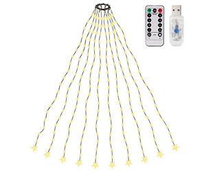 SALCAR 2m x 10 Cadena de Luces para Árbol de Navidad, Impermeable LED Luz Cadena Ligera Navidad, 200 Leds Cadena Luminosa Cable de Verde, Navidad Fiestas Boda - Blanco cálido