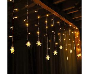 SALCAR 3 m Cortina de Nieve led, Luz LED de Nevadas 108 LEDs, Cadena Estrella de Luces Decoración + Cable de alimentación de 3m - Blanco cálido