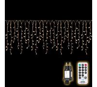 SALCAR 5m Cortina de Luces LED de Jardín, Guirnaldas de Luces 200 LEDs Guirnalda Luminosa Blanco Cálido LED Iluminación Decorativa con Control Remoto para Navidad, Halloween