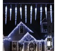SALCAR 5m Guirnalda de Luz LED en forma de Carámbano, 40 LEDs Carámbano + Cable de alimentación de 5m, Cadena de Luces para Exterior e Interior - Blanco