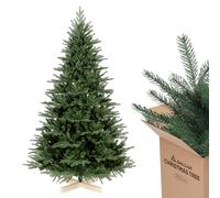 SALCAR Arbol de Navidad Artificial 210 cm, Árbol de Navidad con Guantes y 1298 PE&PVC Puntas de Rama, Pino de Navidad con Soporte de Madera, Montaje Rápido, Ignífugo, Abeto