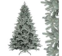 SALCAR - Árbol de Navidad artificial azul-gris natural (210 cm, 80% polietileno, con sistema de plegado rápido y soporte de metal)