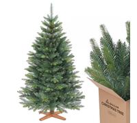 SALCAR Árbol de Navidad Artificial de 150 cm con Soporte de Madera, PE+PVC, decoración Realista, fácil Montaje para Interiores, decoración navideña