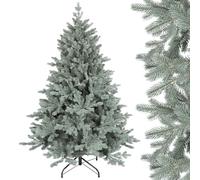 SALCAR Árbol de Navidad artificial de 150 cm de polietileno y puntas invisibles de PVC, abeto verde grisáceo natural, con sistema de plegado rápido y soporte de metal