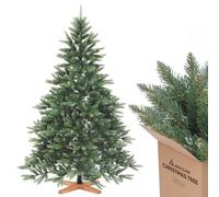 SALCAR Árbol de Navidad Artificial de 210 cm con Soporte de Madera, Agujas de PVC, árbol de Navidad Realista, decoración Interiores, fácil Montaje