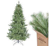 SALCAR Árbol de Navidad Artificial de 210 cm de 90% PE Moldeado por inyección, Abeto nordmann Premium, árbol de Navidad Realista con Sistema de Plegado rápido