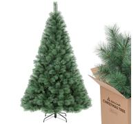 SALCAR Árbol de Navidad artificial de 210 cm, pino (diámetro aprox. 122 cm) con soporte de metal, sistema de plegado rápido, 2,1 m