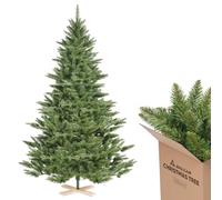 SALCAR - Árbol de Navidad Artificial de 760 Puntas, 2,1 m, Sistema de sombrilla Plegable, Soporte de Madera, diámetro de 132 cm (Verde)