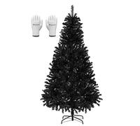 SALCAR Arbol de Navidad Negro Artificial 180 cm, Árbol de Navidad con Guantes y 735 Puntas de Rama Soporte de Metal, Montaje Rápido, Ignífugo, Abeto