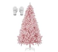 SALCAR Arbol de Navidad Rosa Artificial 180cm, Árbol de Navidad con Guantes y 735 Puntas de Rama Soporte de Metal, Montaje Rápido, Ignífugo, Abeto