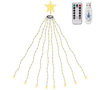 SALCAR Cadena de Luces LED 1,5m para Árbol de Navidad - 130 LEDs Impermeable, Cable Verde, Luz Blanca Cálida - Ideal para Fiestas y Bodas