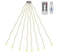 SALCAR Cadena de Luces LED 1,5m x 8 Para Árbol de Navidad - Impermeable, 120 Leds, Cable Verde, Blanco Cálido - Para Fiestas y Bodas