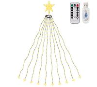 SALCAR Cadena de Luces LED 2m x 10 para Árbol de Navidad - Impermeable, 210 Leds, Cable Verde, Blanco Cálido - para Fiestas y Bodas