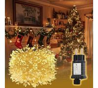SALCAR Cadena de luces LED de 5 m, 200 luces LED de alambre de cobre, resistente al agua, con 8 modos, temporizador y memoria, para exterior, interior, jardín, árbol de Navidad, boda, blanco cálido