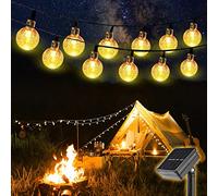 SALCAR Cadena solar de luces LED 5 metros, 20 gotas de agua de decoración, Solar Luz Cadena luminaria para navidad, fiestas, celebraciones (blanco cálido)