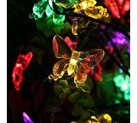 SALCAR Cadena Solar de Luces LED 5 Metros, 20 Mariposa de decoración, Solar Luz Cadena luminaria para Navidad, Fiestas, Celebraciones (RGB)