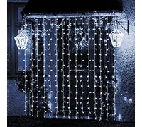 SALCAR Cortina de luces LED 3 * 3 metros, 300 LEDs, Luz de la Cortina para navidad, decoracion de fiestas, celebraciones, interiores, 8 programas de cambio de luz (blanco)