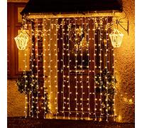 SALCAR Cortina de luces LED, 6 * 3m LED cadena, impermeable 600 LED tira para sala de estar, jardín, terraza, fondo de TV, patio, etc. - Blanco cálido