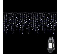 SALCAR Cortina de Luces LED de 5M + Cable de Alimentación de 3M, Cadena LED Decorativa Luces de Navidad Exterior - Azul y Blanco